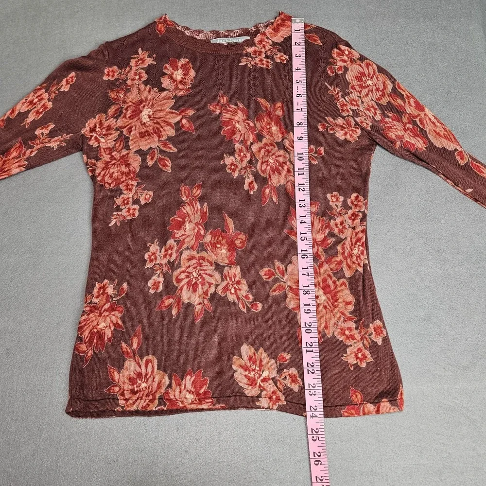 Daniel Rainn Women's Sz M Lightweight Knit Floral Sweater Long Sleeve‎ Viscose